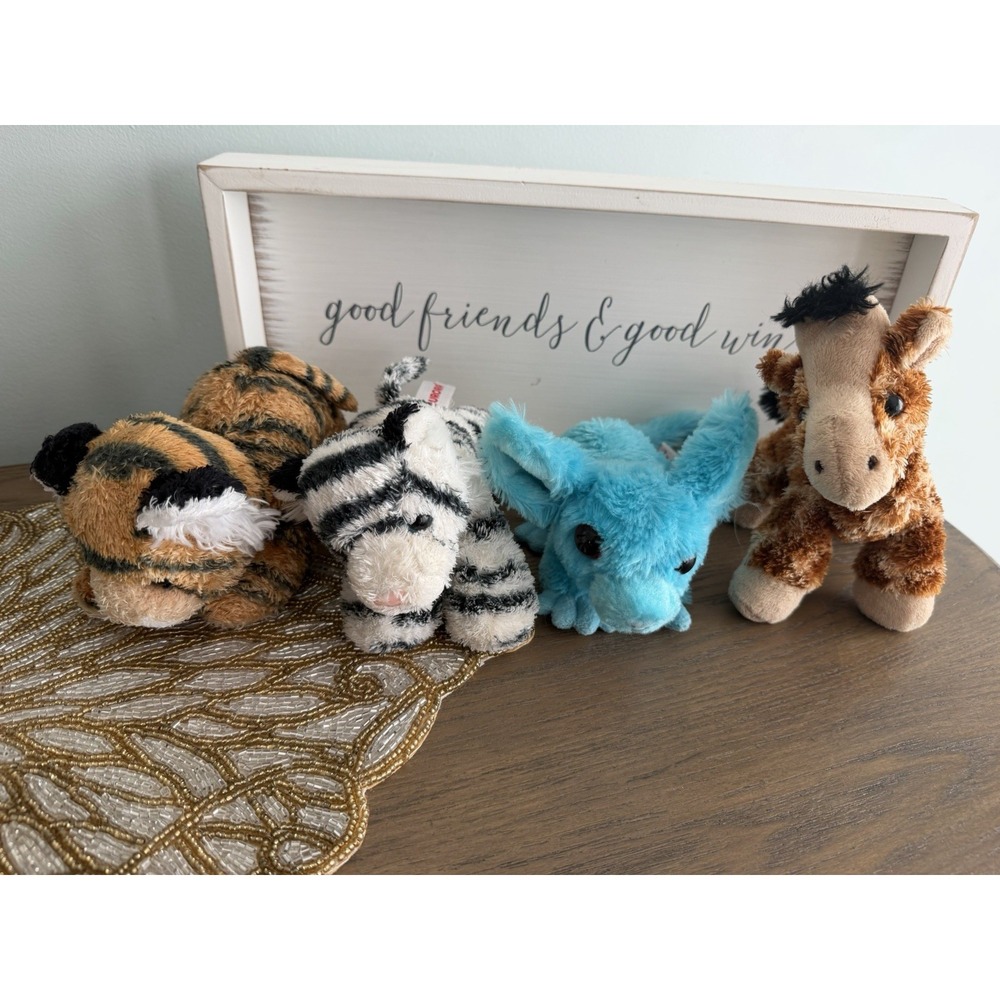 Aurora Mini Plush Animal Lot Tiger Zebra Giraffe Blue Mouse Stuffed Toys